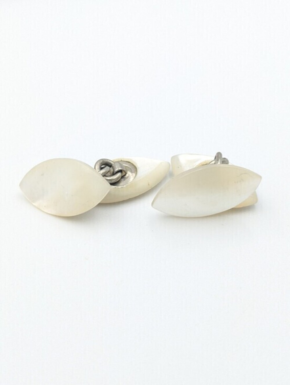 Vintage MOP Mother Of Pearl Men Cufflinks Silver Tone